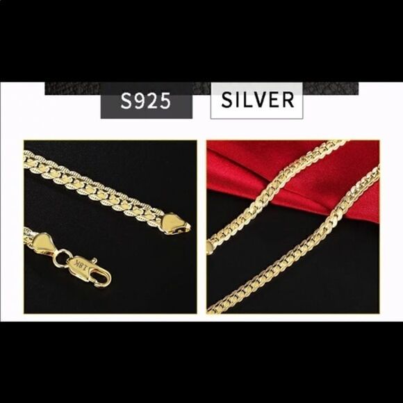 18K Gold 6mm Full Side Chain Necklace - Picture 2 of 7